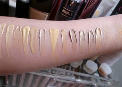 foundation swatches Kat Von D MAC Guerlain Chanel NC15 NW15 Beige 10 Light 48 Light 44